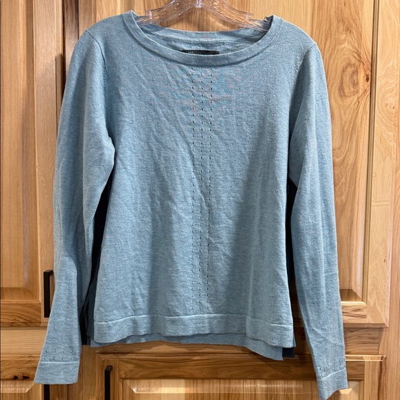 Title nine Tops - Title Nine Slack Tide Merino Wool Cotton Blend Blue Pointelle Crewneck Top Sz M